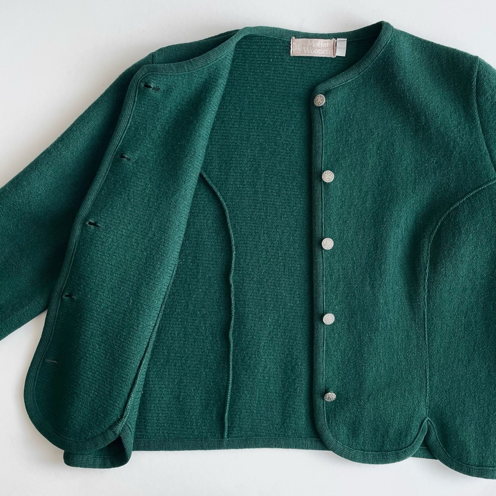 Vintage Moffat Woollens Wool Sweater Jacket/ Blazer in Forest Green - Picture 4 of 8